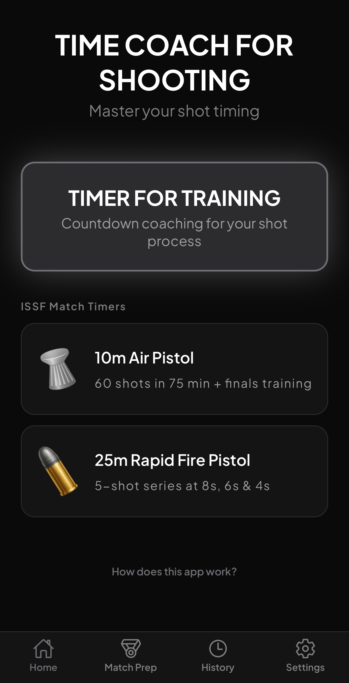 Time Coach for Shooting — home screen